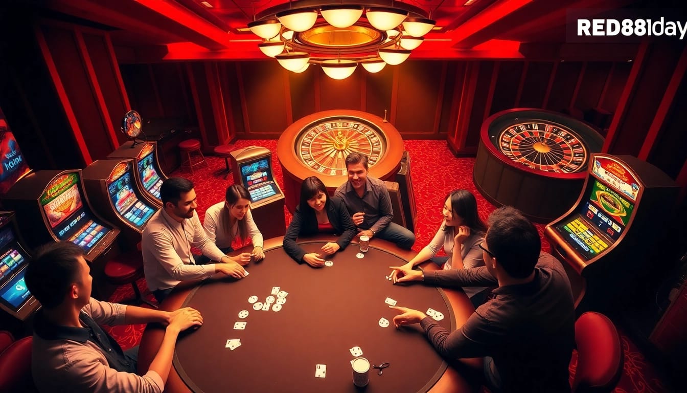 Experience thrilling online casino gameplay at https://red88.day/ with vibrant slot machines and exciting poker action.