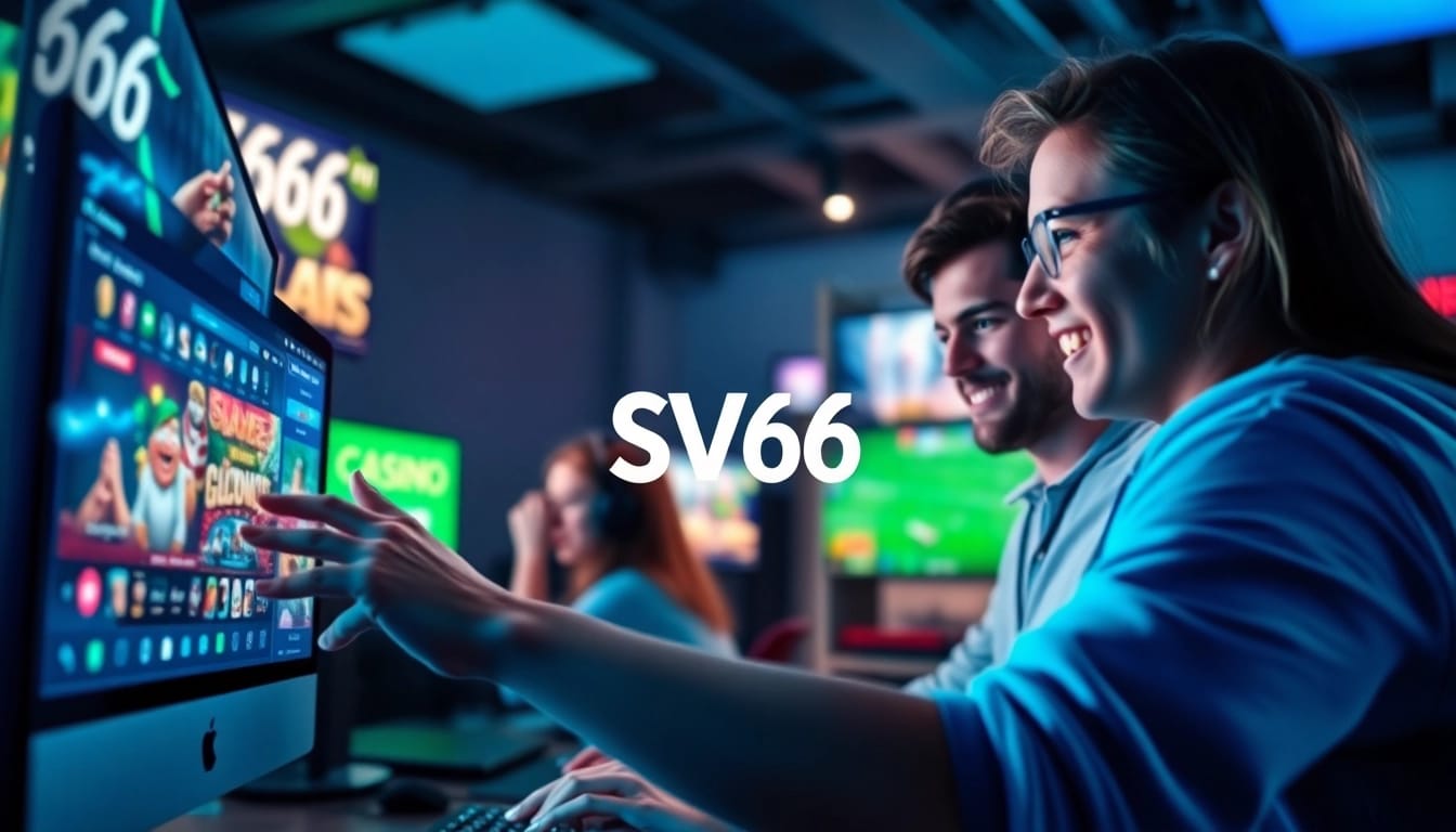 Engaged gamers exploring the SV 66 online gaming platform with vibrant visuals.