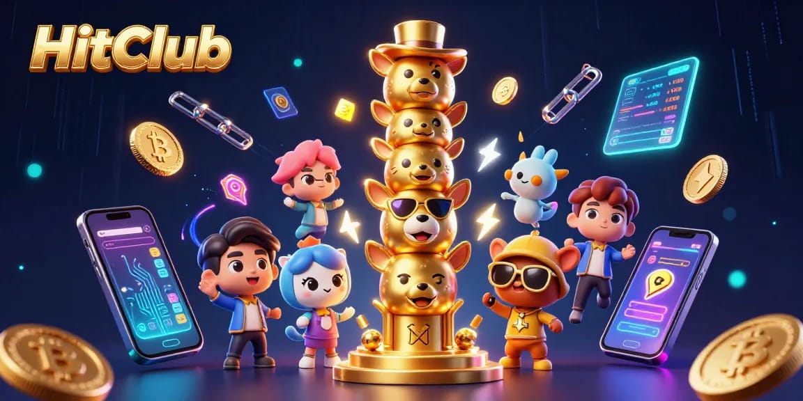 Experience the thrill of gambling in HitClub with vibrant 3D totem and digital assets.