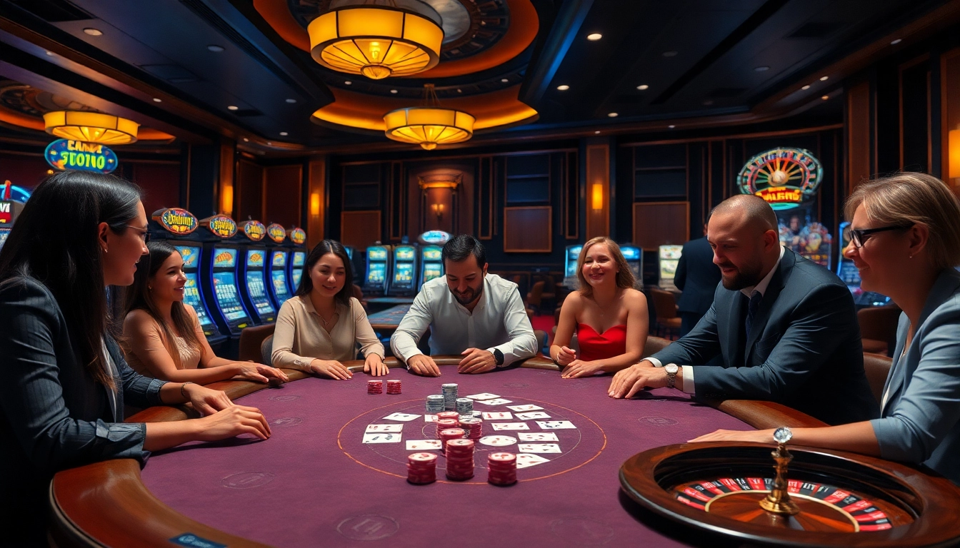 Players enjoying a thrilling game at KJC's high-stakes casino, capturing the excitement and luxury of online gambling.
