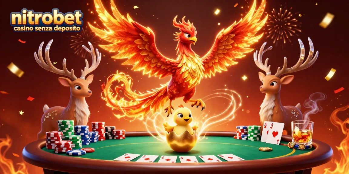 Gioca al nitrobet casino senza deposito con un'illustrazione vivace di un poker straordinario.