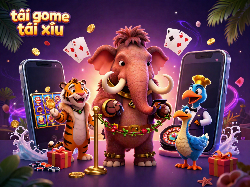 Engage with the thrilling experience of tải game tài xỉu through a vibrant 3D digital casino scene.