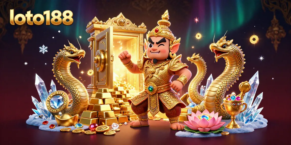 Loto188 offers an incredible gaming experience with characters in a vibrant, dynamic casino-themed scene.