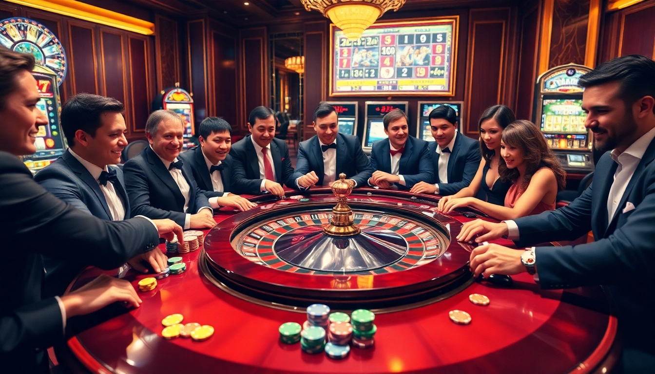 Experience the thrill of gambling at https://thabet.cx/ with vibrant casino visuals, capturing excitement at a roulette table.