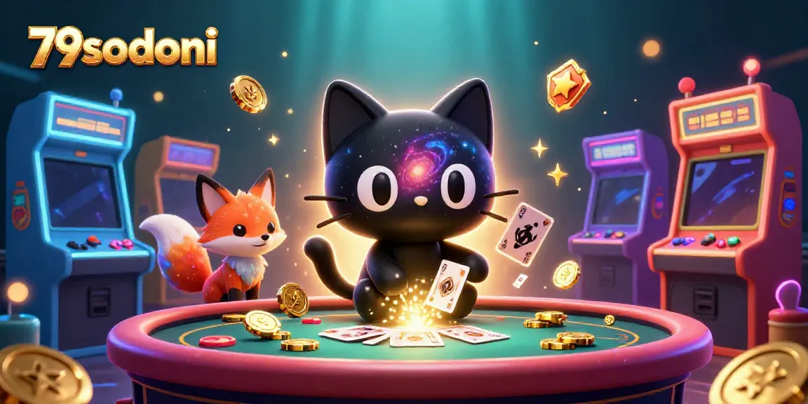 Engage with 79sodoni while the black hole cat pulls in golden chips at a cosmic casino table.