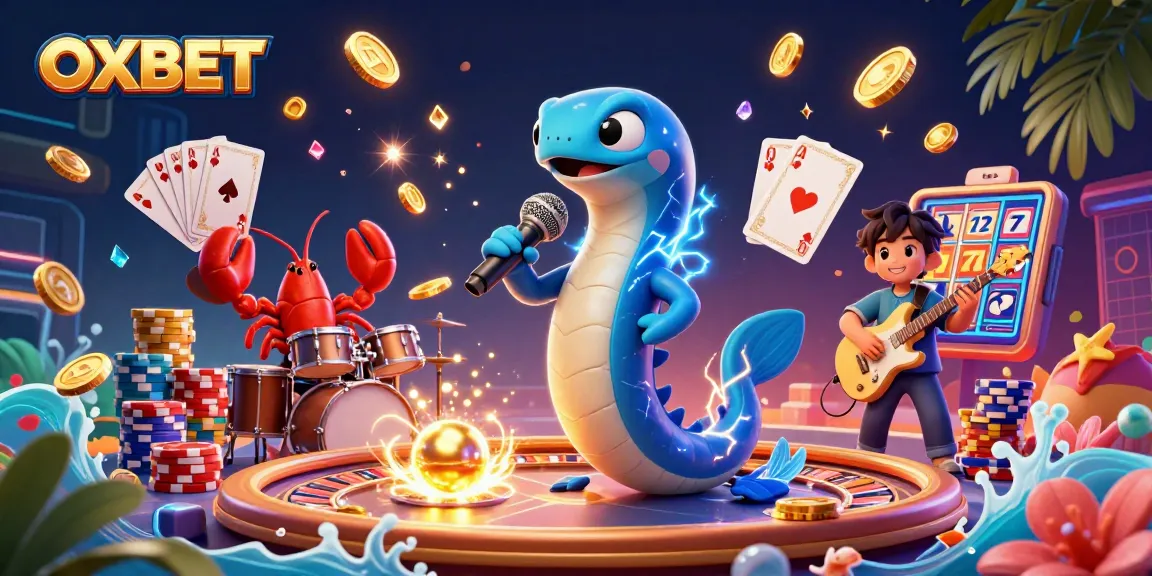 Spin to win at OXBET with an electrifying 3D underwater casino illustration featuring unique characters and vibrant game elements.