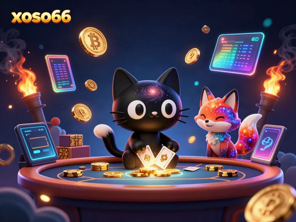 Experience thrilling games at xoso66 with our cosmic cat and vibrant galaxy elements.