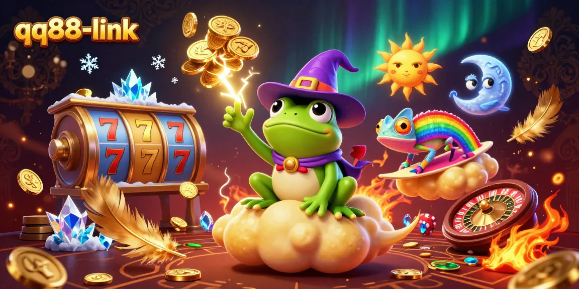 Play thrilling games and discover big wins with qq88-link's vibrant casino adventure illustration.