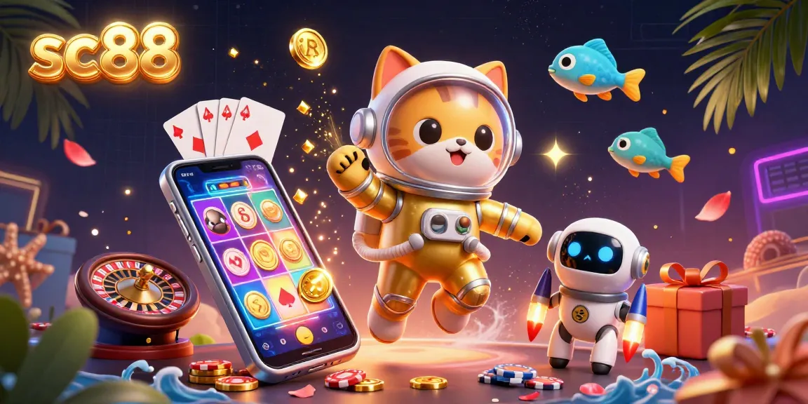 Engage with sc88 casino slot games in an ultra-detailed 3D vibrant illustration.