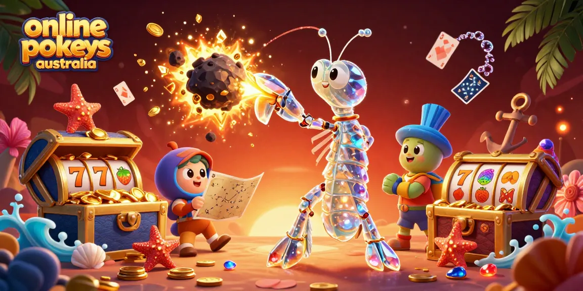 Win big with exciting online pokies Australia, featuring dynamic 3D characters and vibrant casino elements.